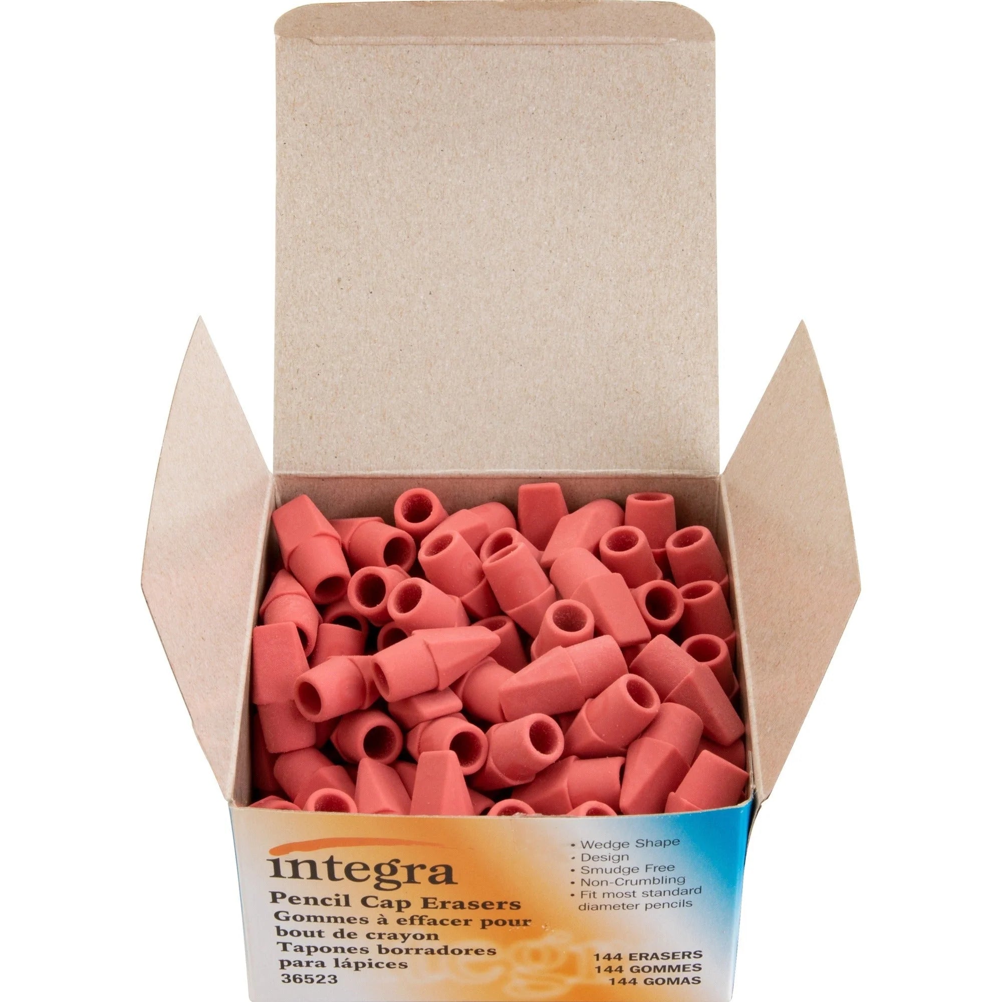 Integra Pink Pencil Cap Eraser - Latex-free - 144/Box - Erasers