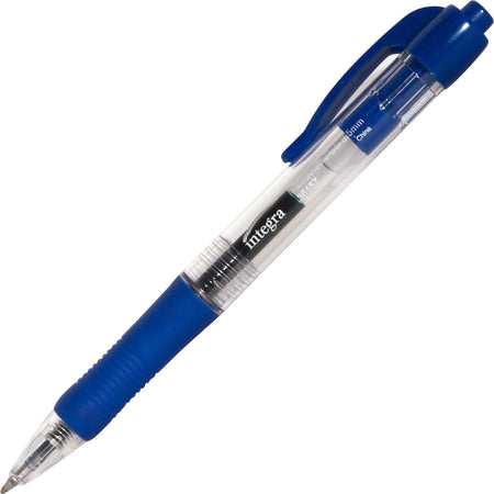 Integra Retractable Gel Pens: 0.5mm Fine Point Blue Ink Metal Tip - Pens