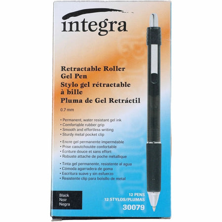 Integra Roller Gel Pen: Retractable 0.7mm Point Black Ink - Pens