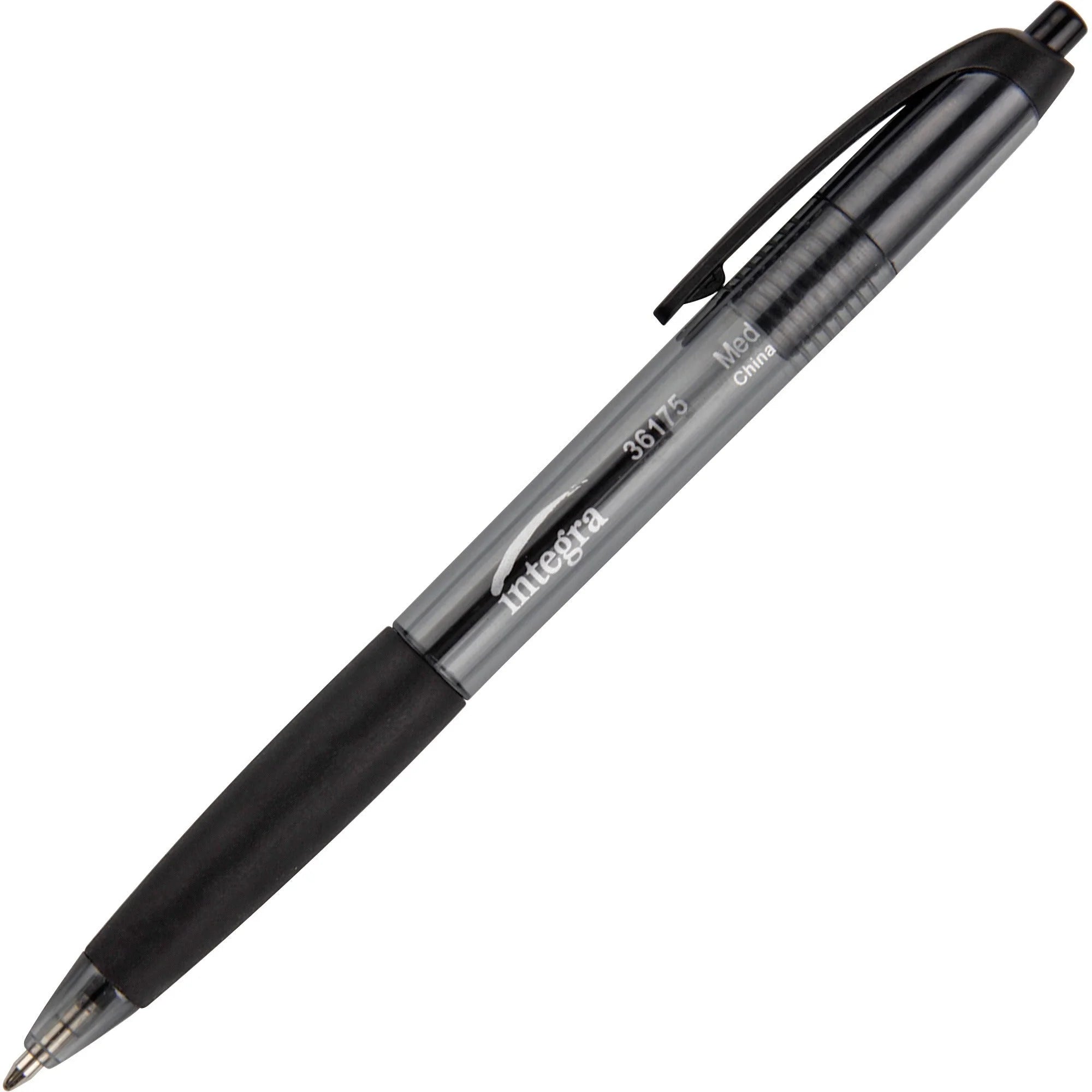 Integra Rubber Grip Retractable Pens - Smooth Writing Black Ink