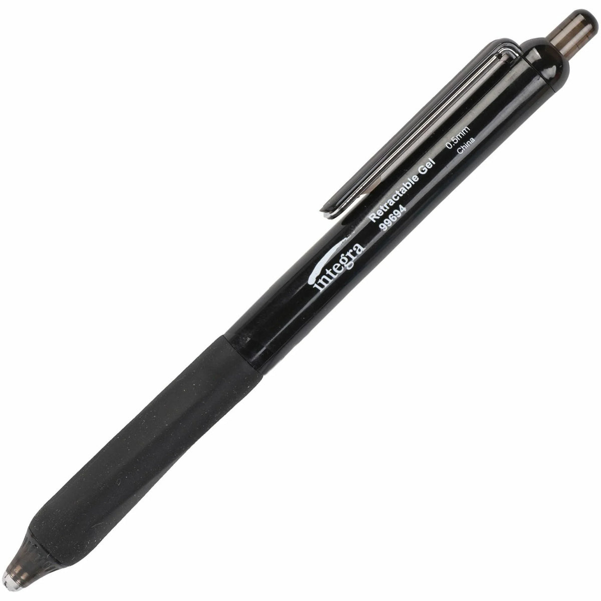 Integra Silent Gel Pens: 0.5mm Retractable Black Ink - 12/Box - Pens