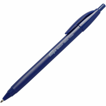 Integra Triangular Barrel Blue Ink Pens - Medium Point - 1 Dozen