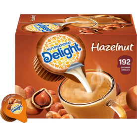 International Delight Hazelnut Liquid Creamer Singles - Flavor - 0.50 fl oz (15 mL) - 192 / Carton - Creamers
