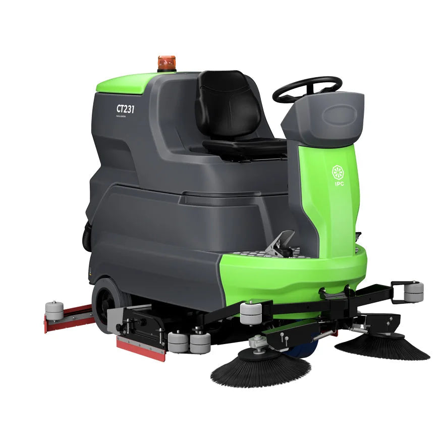 IPC CT231BT100R-SB-CD Automatic Rider Floor Scrubber | 40” Cylindrical Chem Dose 58 Gal Solution / 60 Recovery Battery