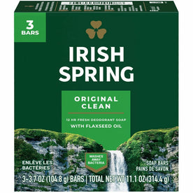 Irish Spring Deodorant Bar Soap: Original Clean Scent Bacteria Remover - 3.75 oz - 3/Pack - Hand Soaps/Cleaners