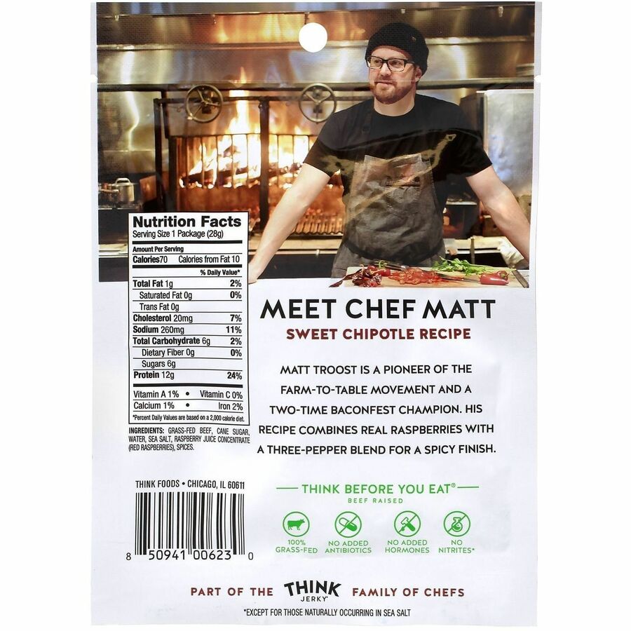 Jack Link's Think Jerky Sweet Chipotle Beef Jerky - Rear