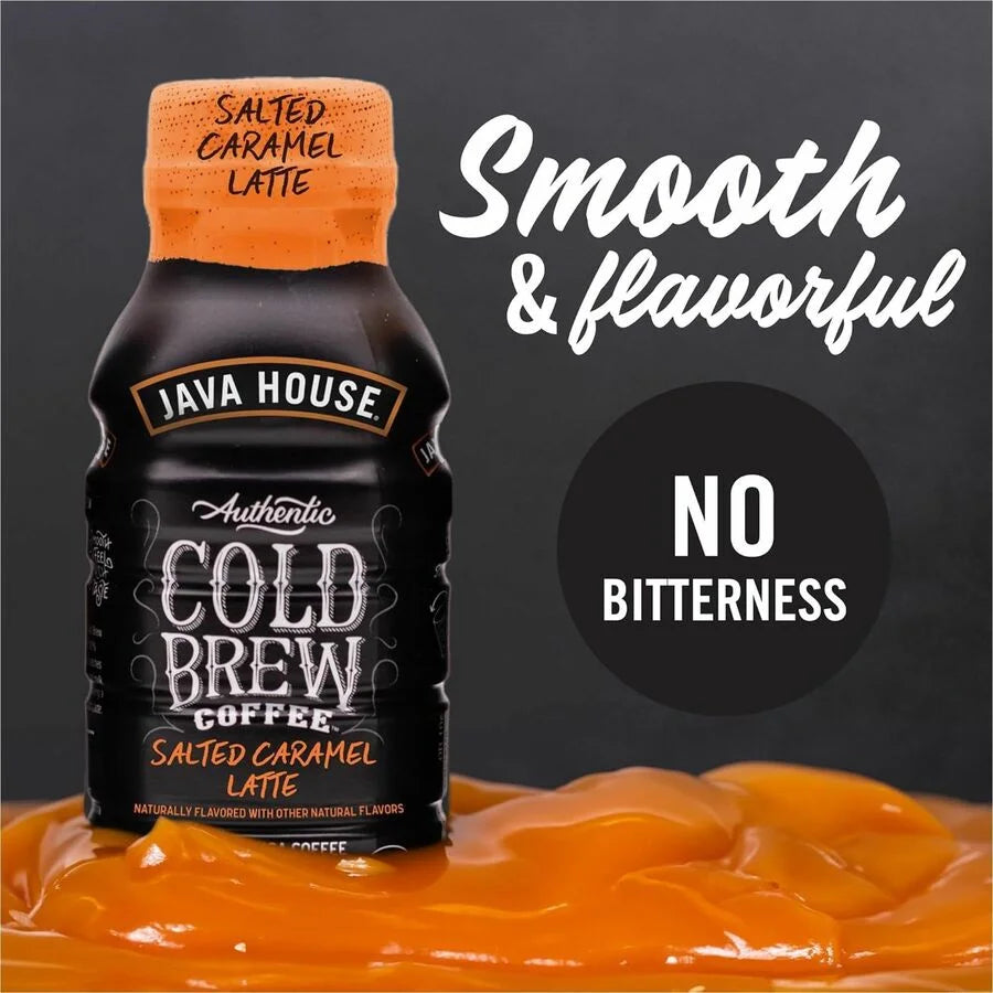 Java House Bottle Authentic Cold Brew Salted Caramel Latte - 8 oz x 12 Box - Coffee