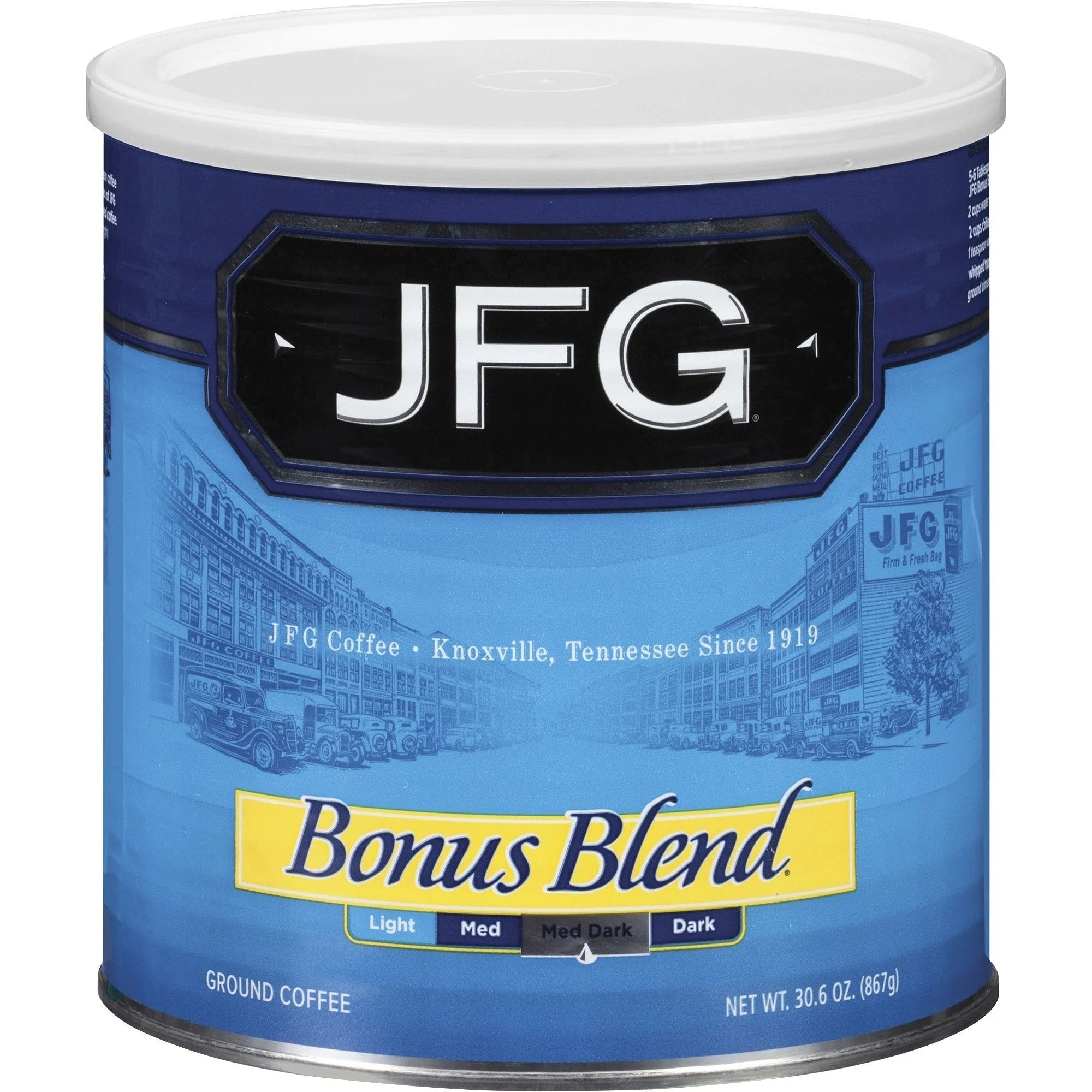 JFG Bonus Blend Coffee: Medium/Dark Roast for French Press - 30.6 oz - 1 Canister - Coffee