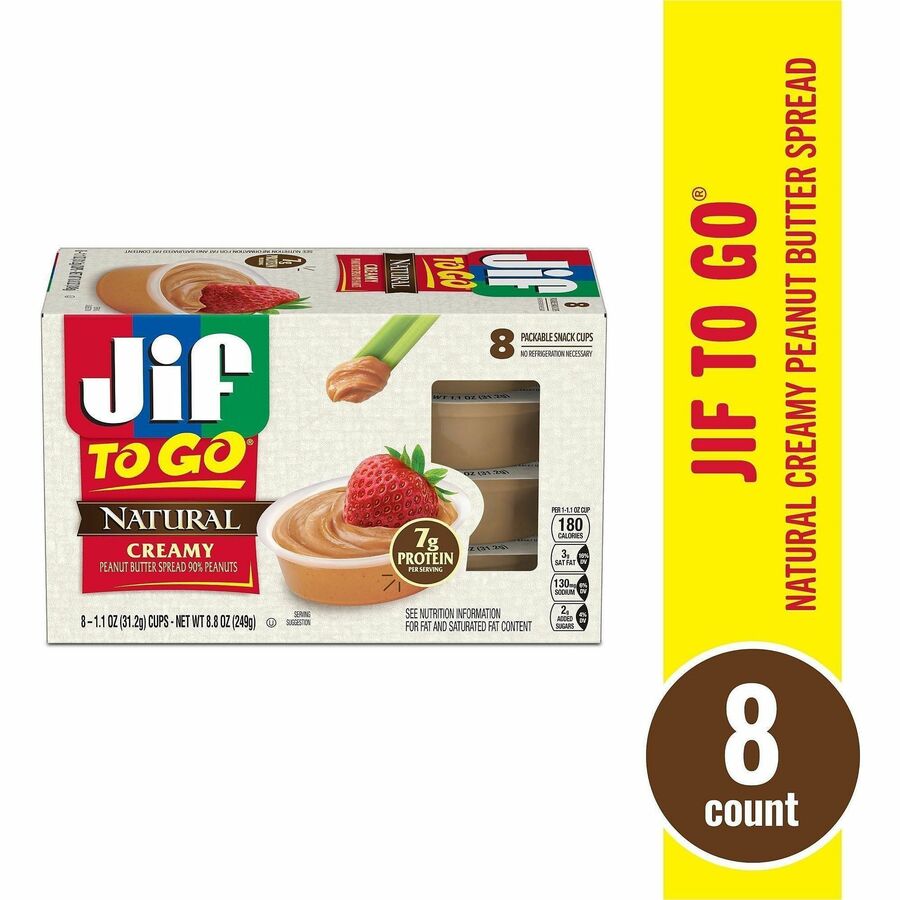 Jif To-Go Creamy Natural Peanut Butter Cups - 1.10 oz - 8 / Pack - Snacks