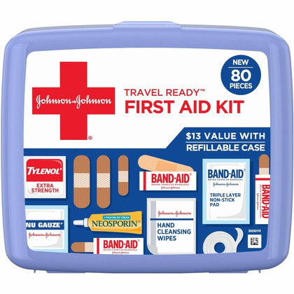 Johnson & Travel First Aid Kit: 80-Piece Portable Emergency Supplies - Kits