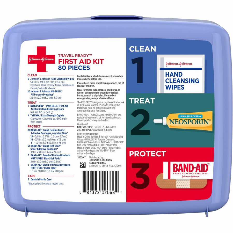 Johnson & Johnson Travel Ready First Aid Kit - Rear