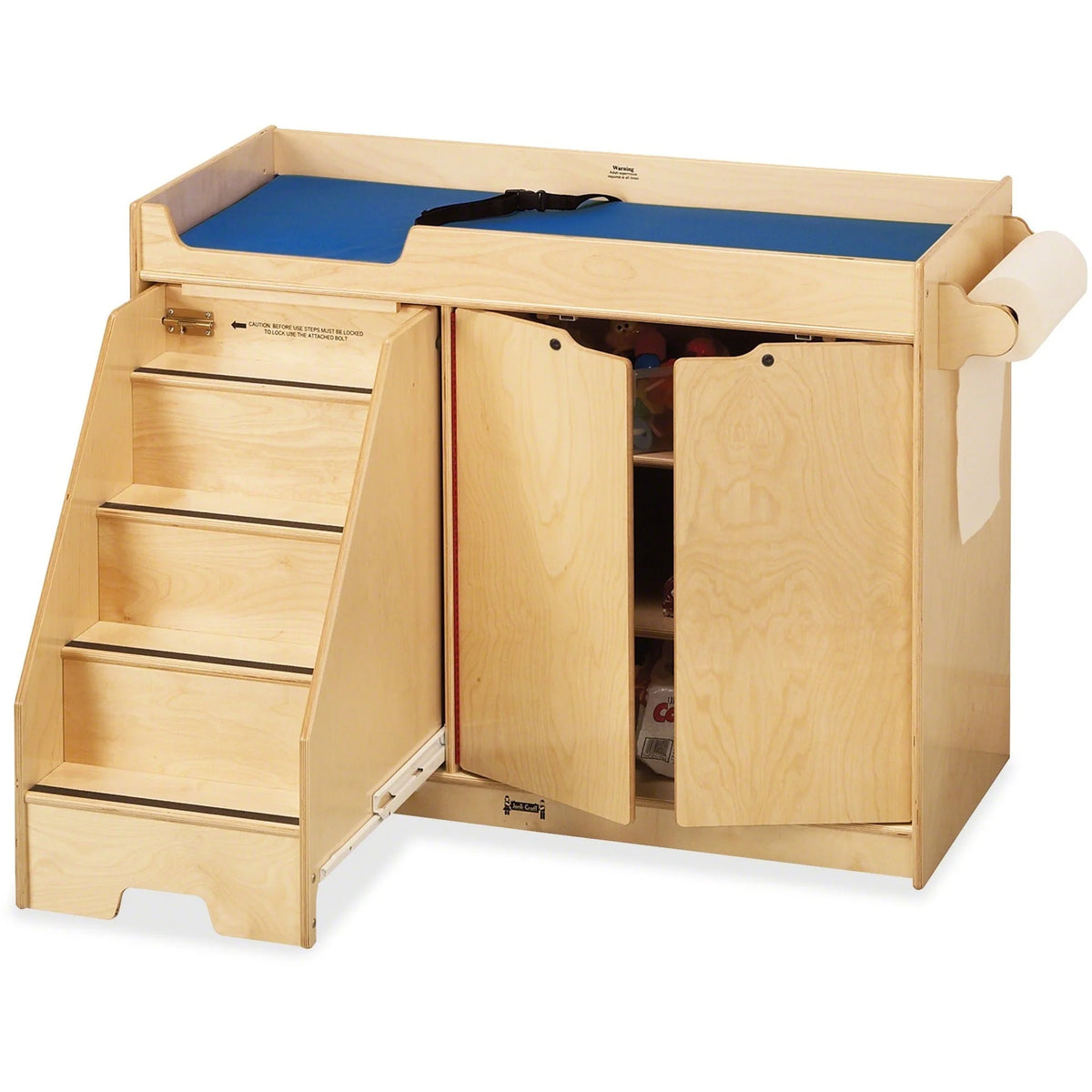 Jonti-Craft Changing Table with Pull-out Stairs - 3 Shelves - Acrylic/Baltic - 39’’x48’’x22.50’’ - Cubbies & Storage