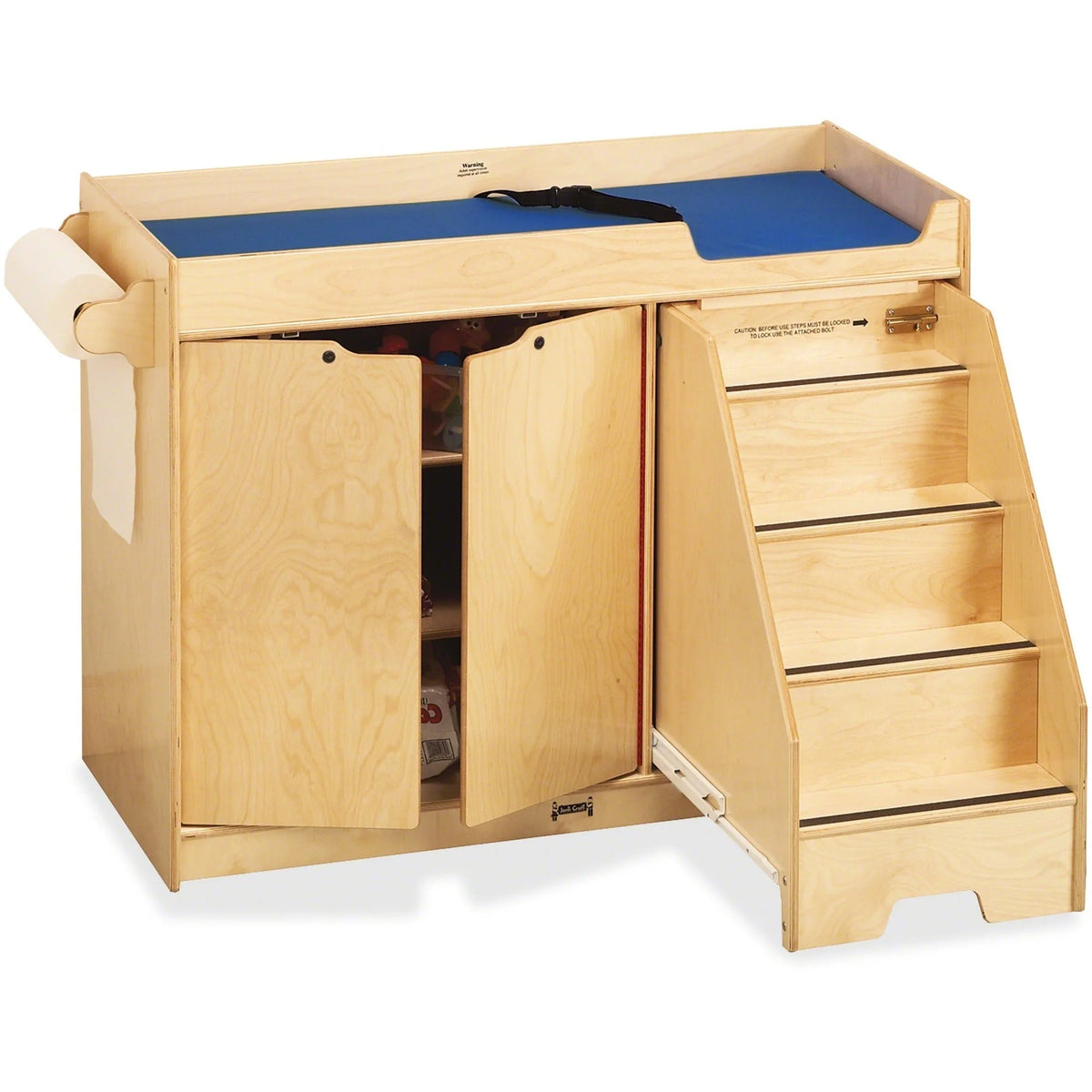 Jonti-Craft Changing Table with Pull-out Stairs - 3 Shelves - Acrylic/Baltic - 39’’x48’’x22.50’’ - Cubbies & Storage