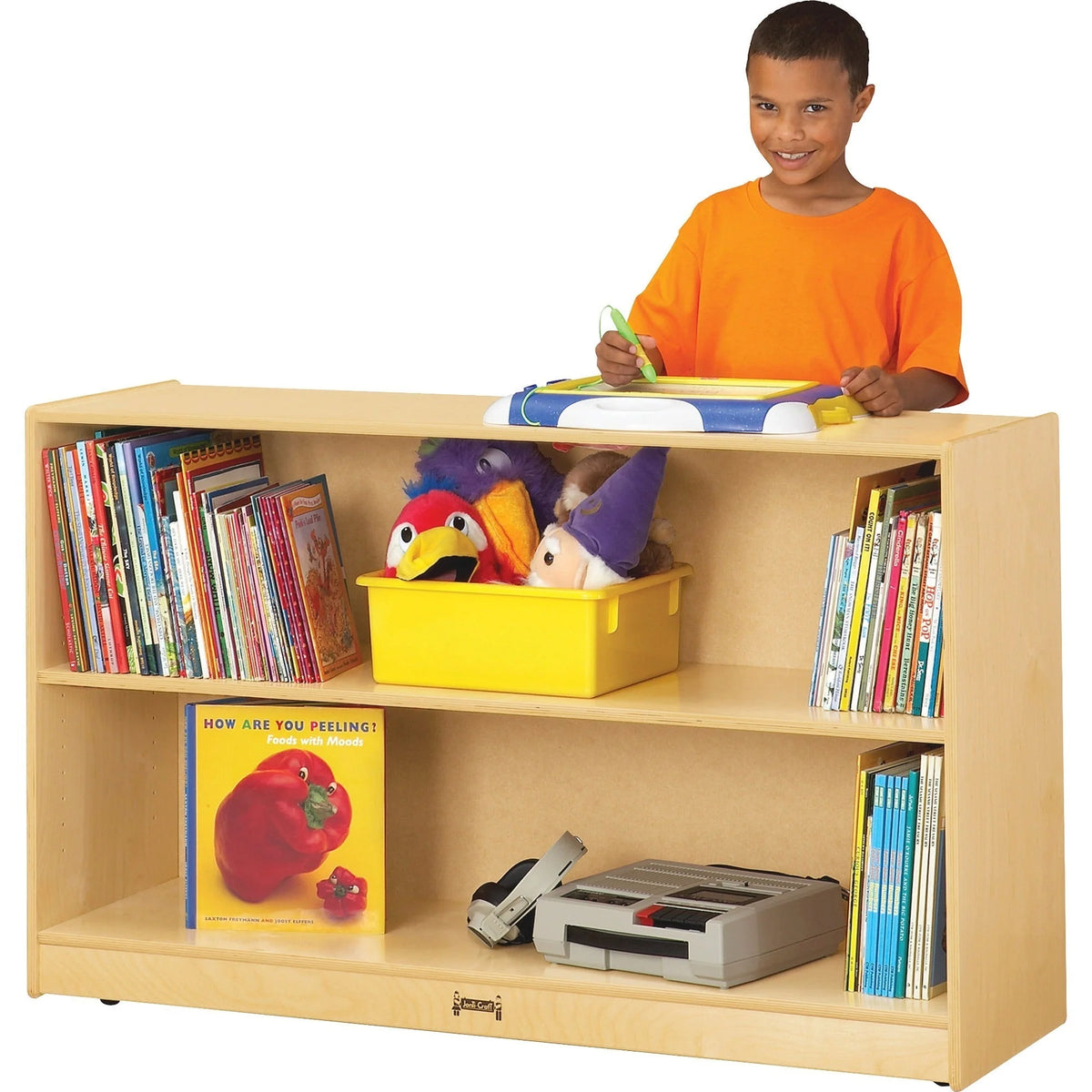 Jonti-Craft Classic Low Adjustable Bookcase - Sturdy Wood Grain Design - Cubbies & Storage