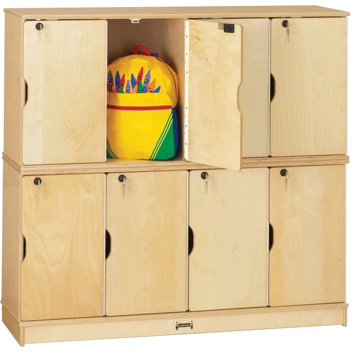 Jonti-Craft Double Stack Student Lockers - Stackable Lockable Sturdy - Baltic Birch Plywood - Cubbies & Storage