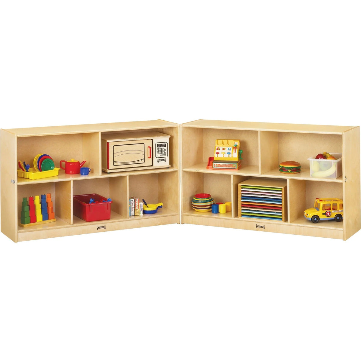 Jonti-Craft Mobile Fold-n-Lock Shelf Unit - Sturdy Lockable Storage Solution - Cubbies &