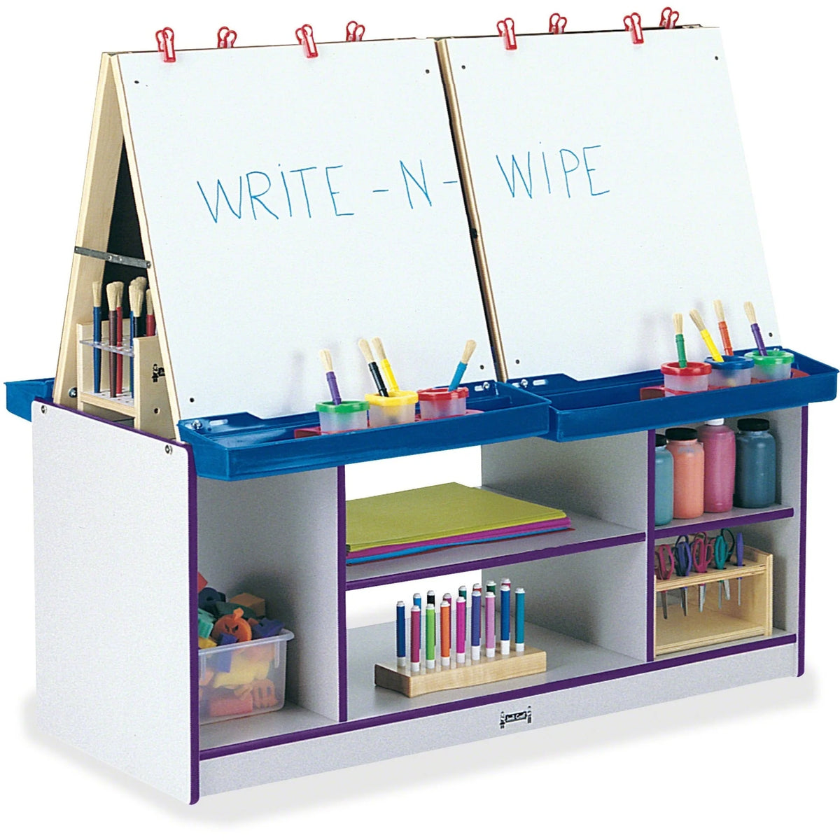 Jonti-Craft Rainbow Accents 4 Station Art Center: Freckled Gray/Purple Stand - Stations