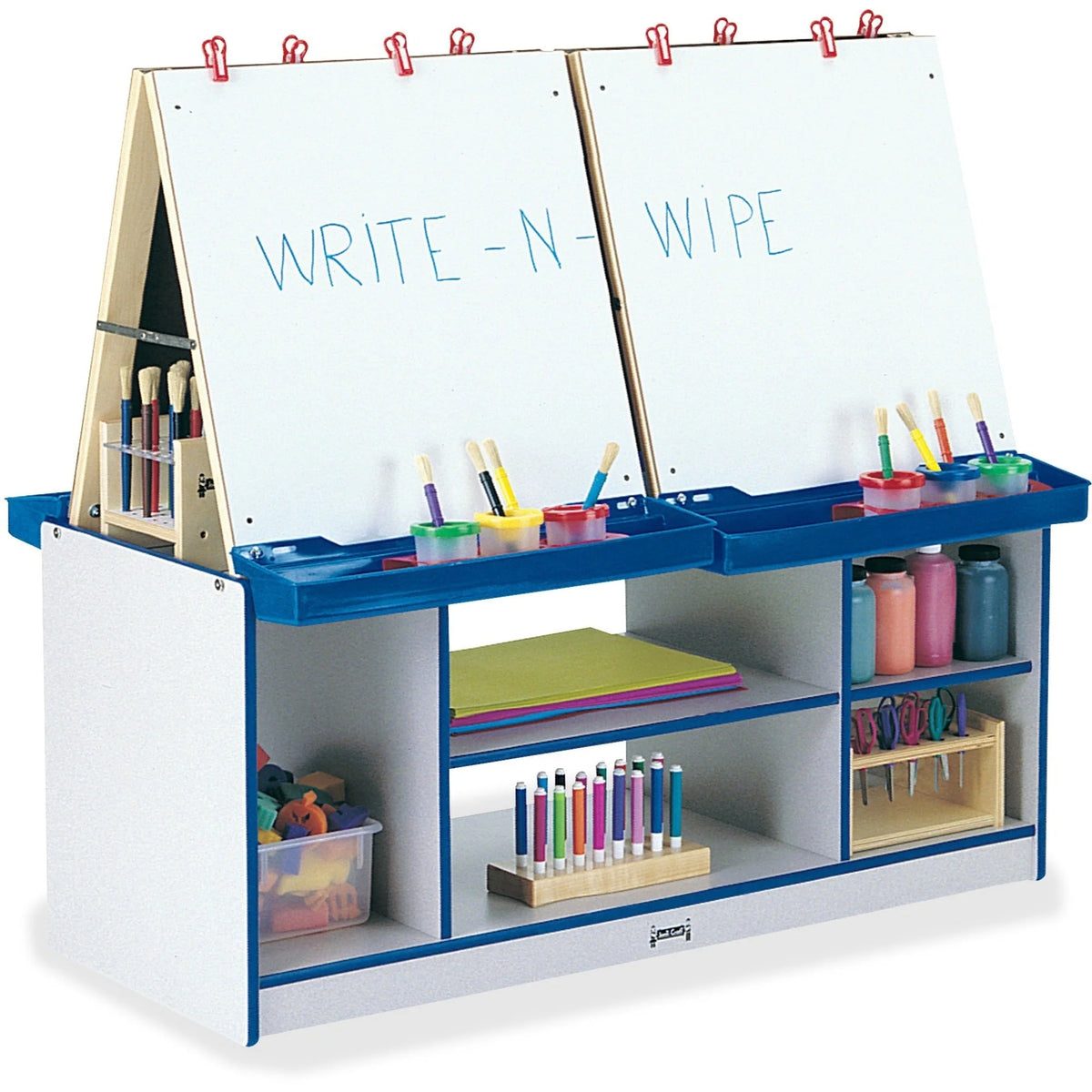 Jonti-Craft Rainbow Accents 4 Station Art Center: Freckled Gray Blue Stand - Stations
