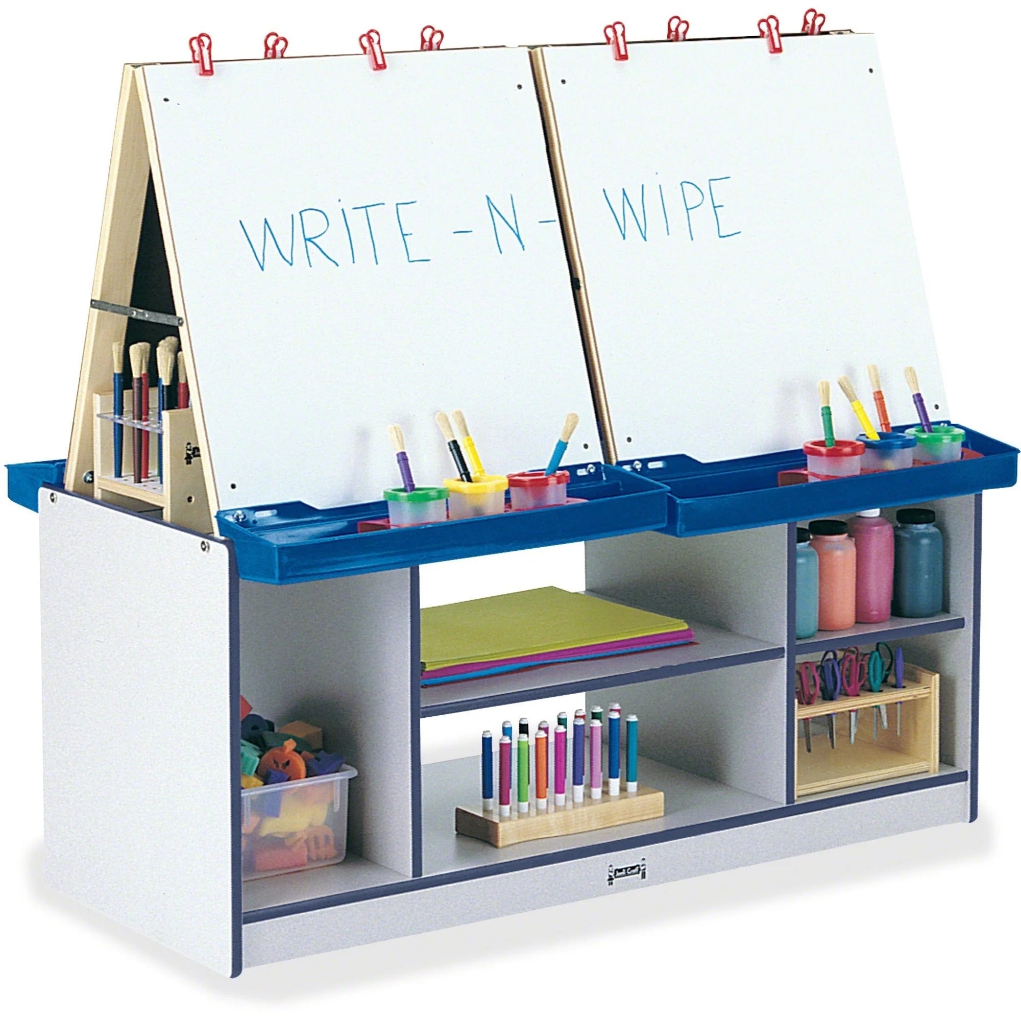 Jonti-Craft Rainbow Accents 4 Station Art Center: Freckled Gray/Navy Stand - Stations