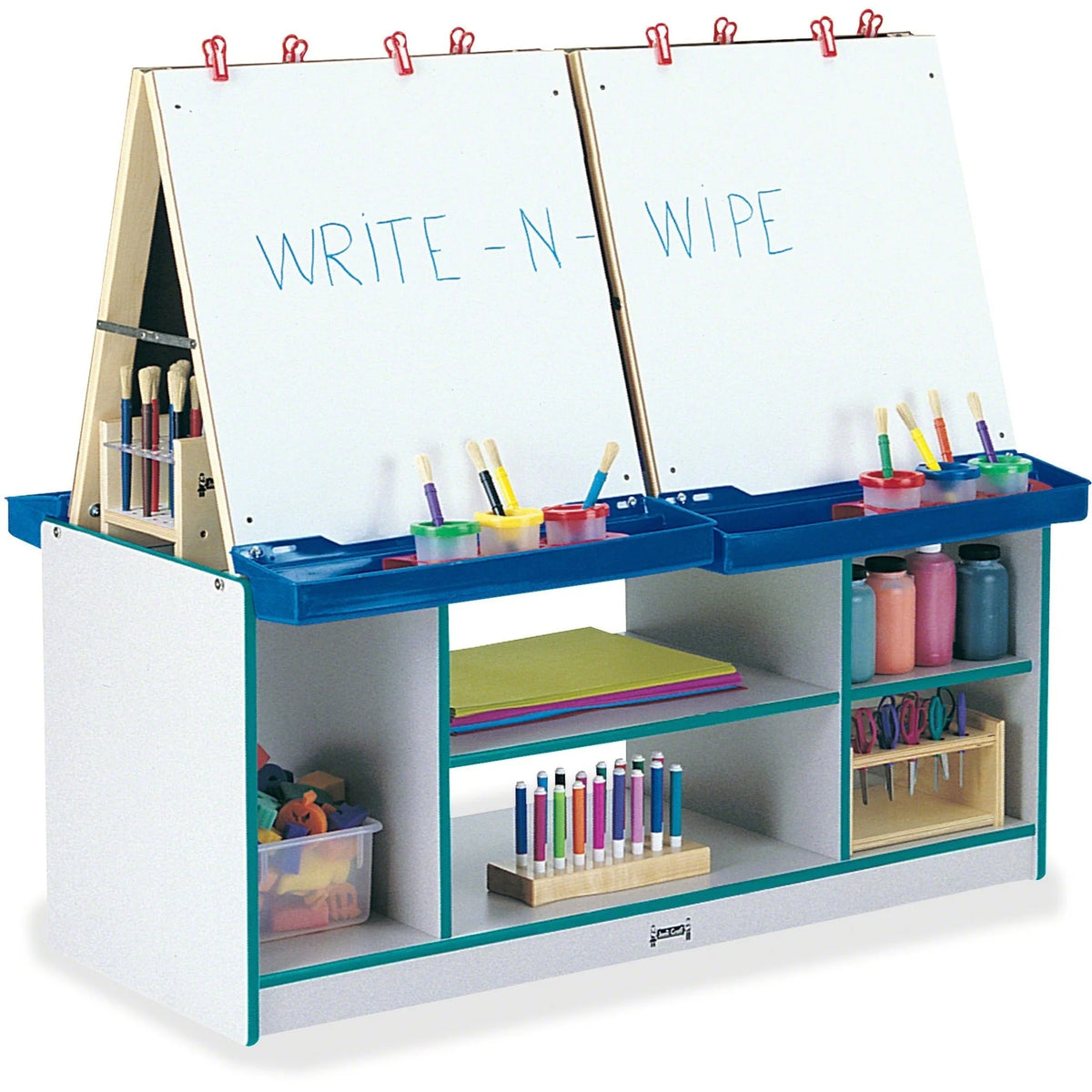 Jonti-Craft Rainbow Accents 4 Station Art Center: Freckled Gray Teal Stand - Stations