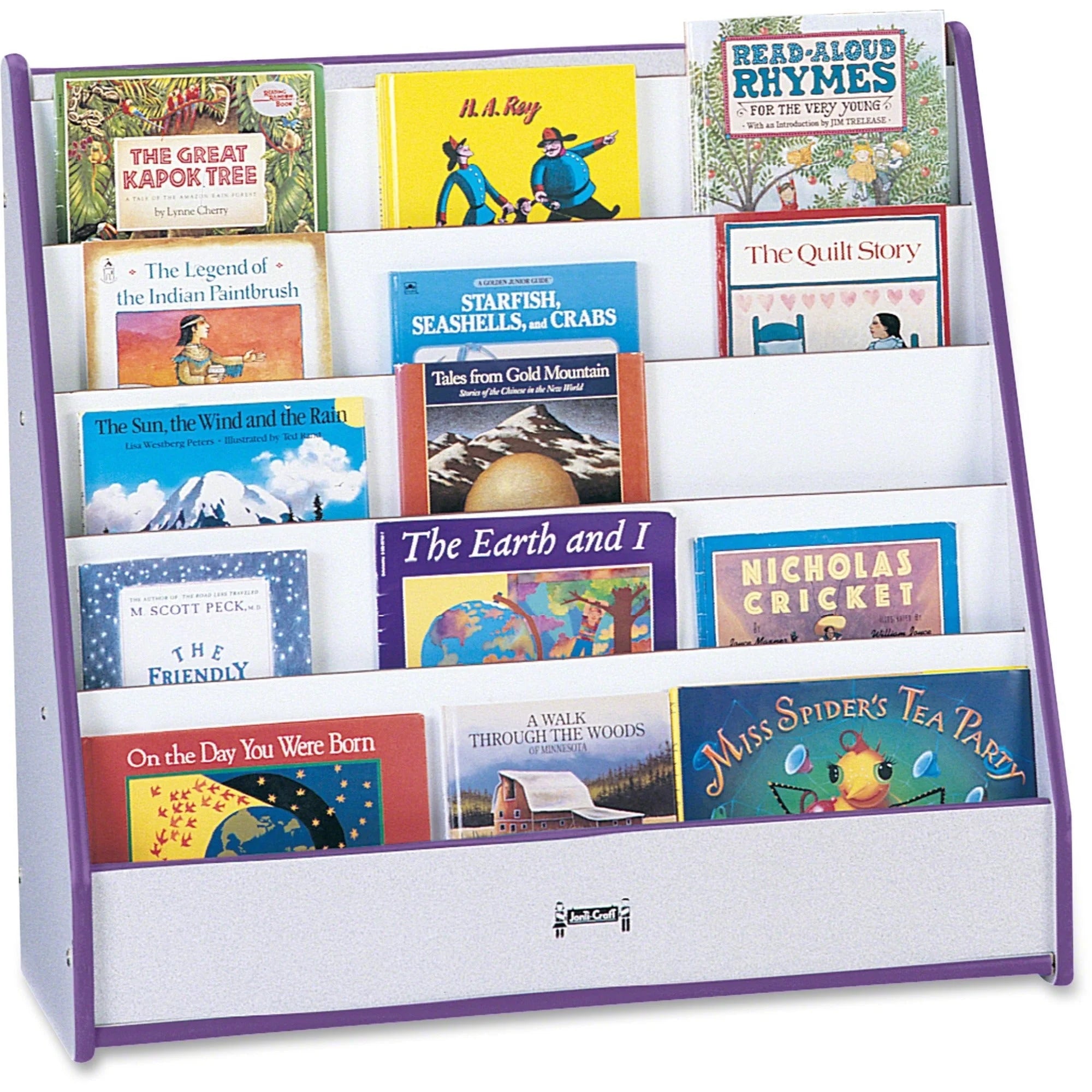 Jonti-Craft Rainbow Accents 5-Shelf Pick-a-Book Stand - Durable Laminate Purple - 27.50’’ x 30’’ 13.50’’ - Cubbies &