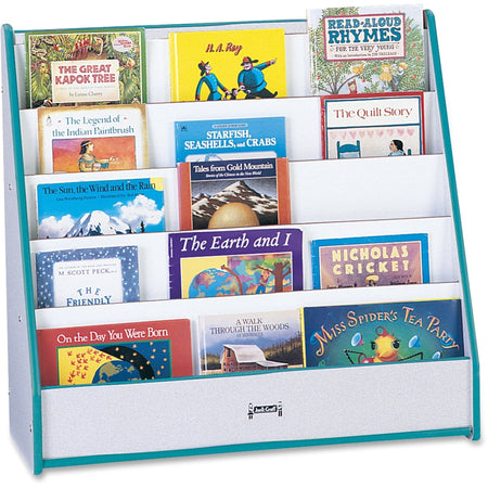 Jonti-Craft Rainbow Accents 5-Shelf Pick-a-Book Stand: Teal Durable Laminate - Cubbies & Storage