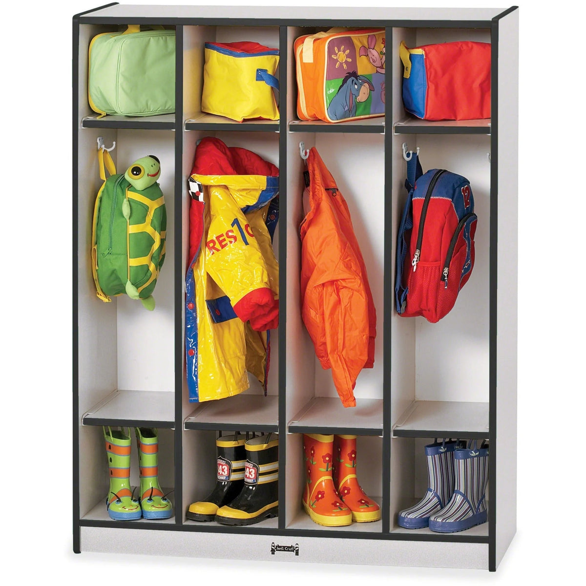 Jonti-Craft Rainbow Accents Coat Locker - Durable 4-Compartment Storage - Cubbies &