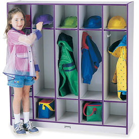 Jonti-Craft Rainbow Accents Coat Locker - Durable 5-Section Organizer - Cubbies & Storage