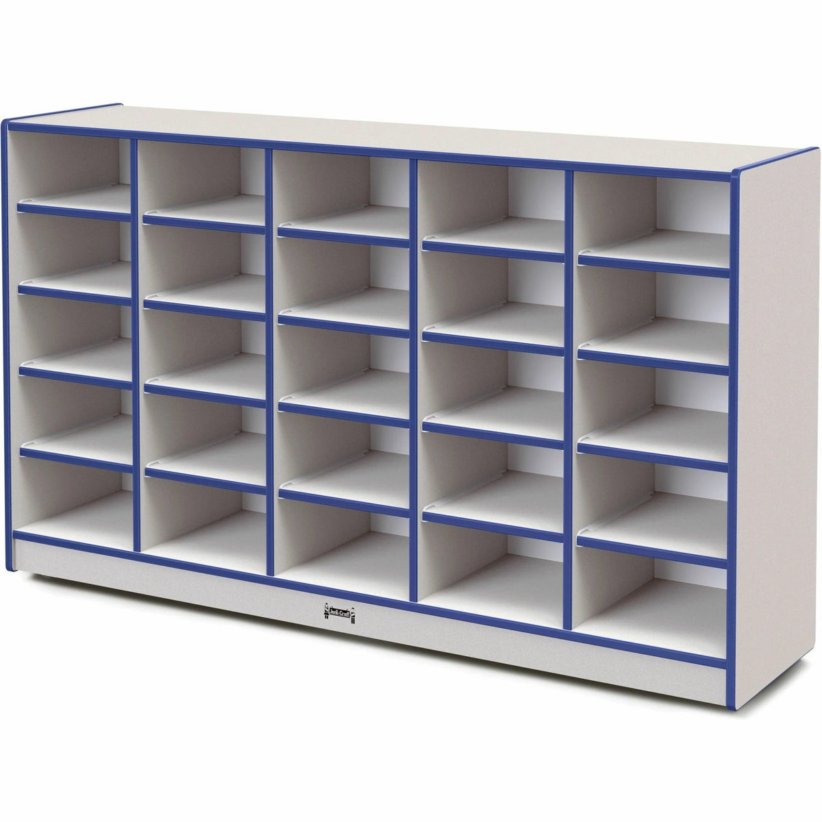 Jonti-Craft Rainbow Accents Cubbie Mobile Storage: Durable Blue Hard Rubber - 25 Compartments - Cubbies & Storage