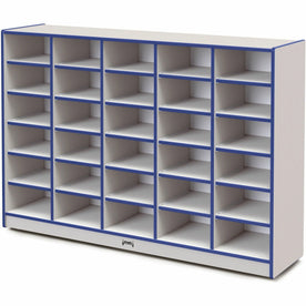 Jonti-Craft Rainbow Accents Cubbie Mobile Storage: Durable Blue Hard Rubber - 30 Compartments - Cubbies & Storage