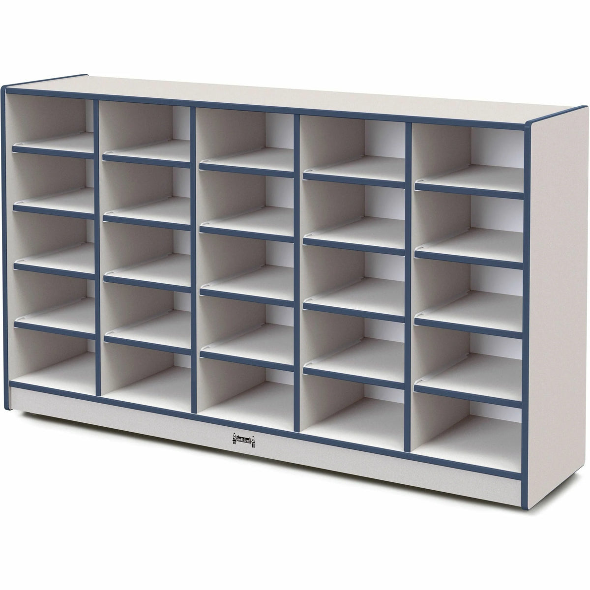 Jonti-Craft Rainbow Accents Cubbie Mobile Storage: Durable Navy Hard Rubber - 25 Compartments - Cubbies & Storage