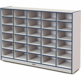Jonti-Craft Rainbow Accents Cubbie Mobile Storage - Durable Navy Hard Rubber - 30 Compartments - Cubbies &