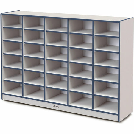Jonti-Craft Rainbow Accents Cubbie Mobile Storage - Durable Navy Hard Rubber - 30 Compartments - Cubbies &