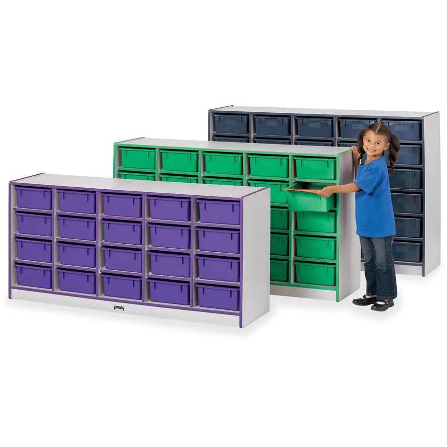 Jonti-Craft Rainbow Accents Cubbie Mobile Storage: Durable Purple Hard Rubber - 25 Compartments - Cubbies & Storage