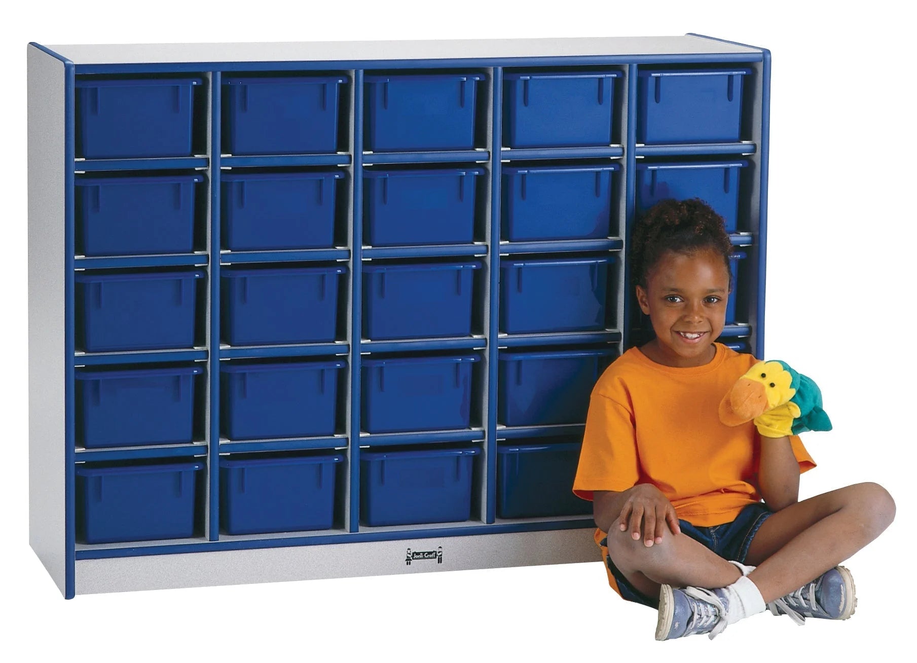 Jonti-Craft Rainbow Accents Cubbie Mobile Storage: Durable Purple Hard Rubber - 25 Compartments - Cubbies & Storage