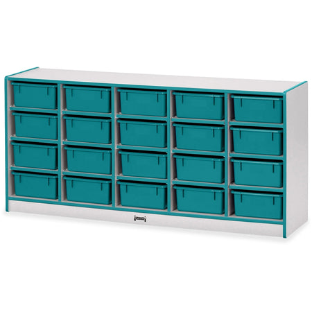Jonti-Craft Rainbow Accents Cubbie Mobile Storage: Teal Durable 20-Compartment Organizer - Cubbies & Storage