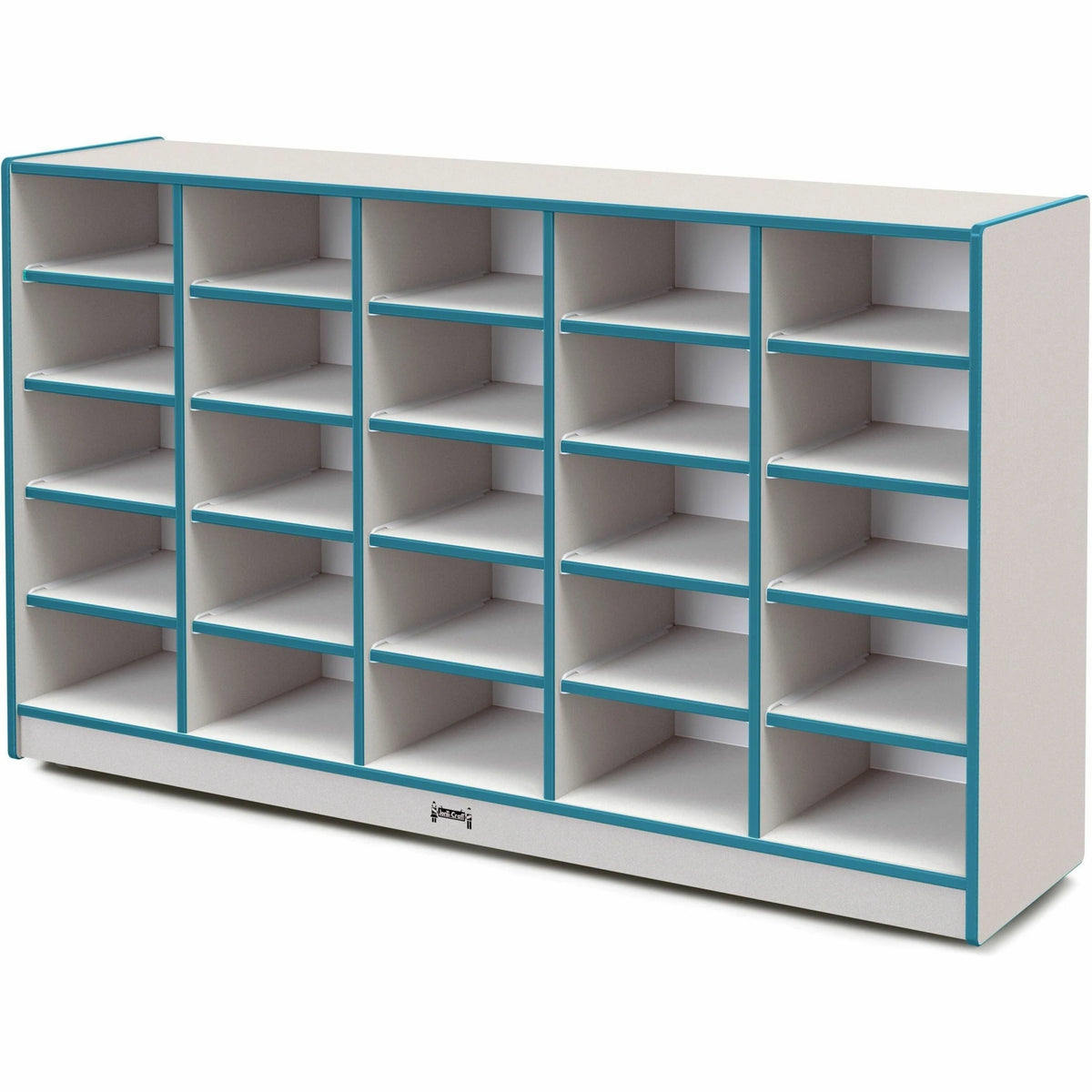 Jonti-Craft Rainbow Accents Cubbie Mobile Storage: Teal Durable 25 Compartments - Cubbies & Storage