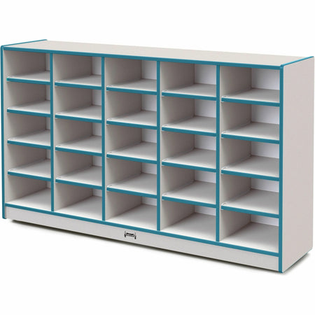 Jonti-Craft Rainbow Accents Cubbie Mobile Storage: Teal Durable 25 Compartments - Cubbies & Storage