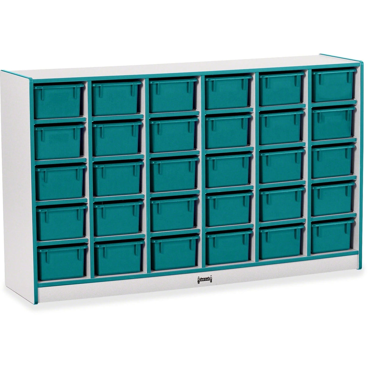 Jonti-Craft Rainbow Accents Cubbie-Trays Storage Unit - Colorful Teal Organizer for 30 Compartments - Cubbies &
