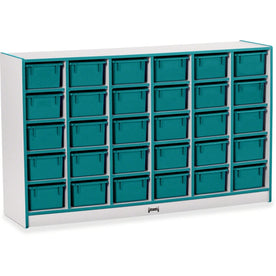 Jonti-Craft Rainbow Accents Cubbie-Trays Storage Unit - Colorful Teal Organizer for 30 Compartments - Cubbies &