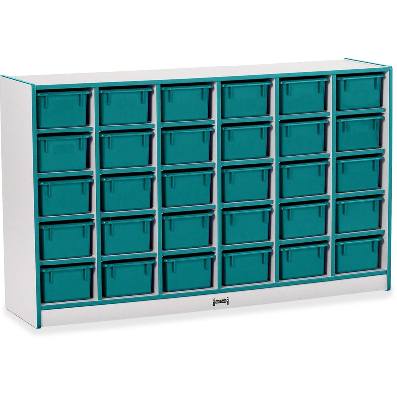 Jonti-Craft Rainbow Accents Cubbie-Trays Storage Unit - Colorful Teal Organizer for 30 Compartments - Cubbies &