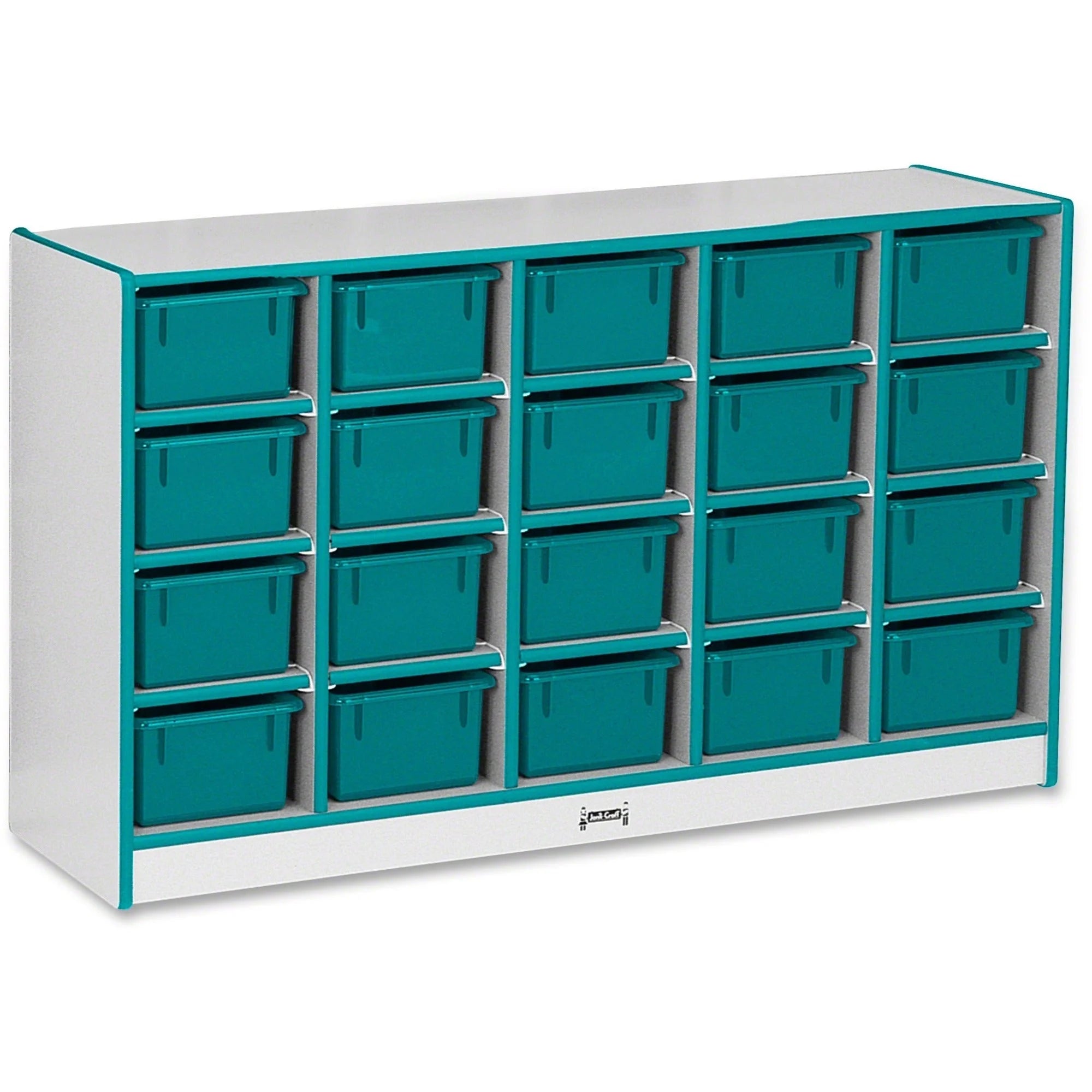 Jonti-Craft Rainbow Accents Cubbie-Trays Storage Unit - Durable Teal Rubber - 48’’ Width - Organize with Style