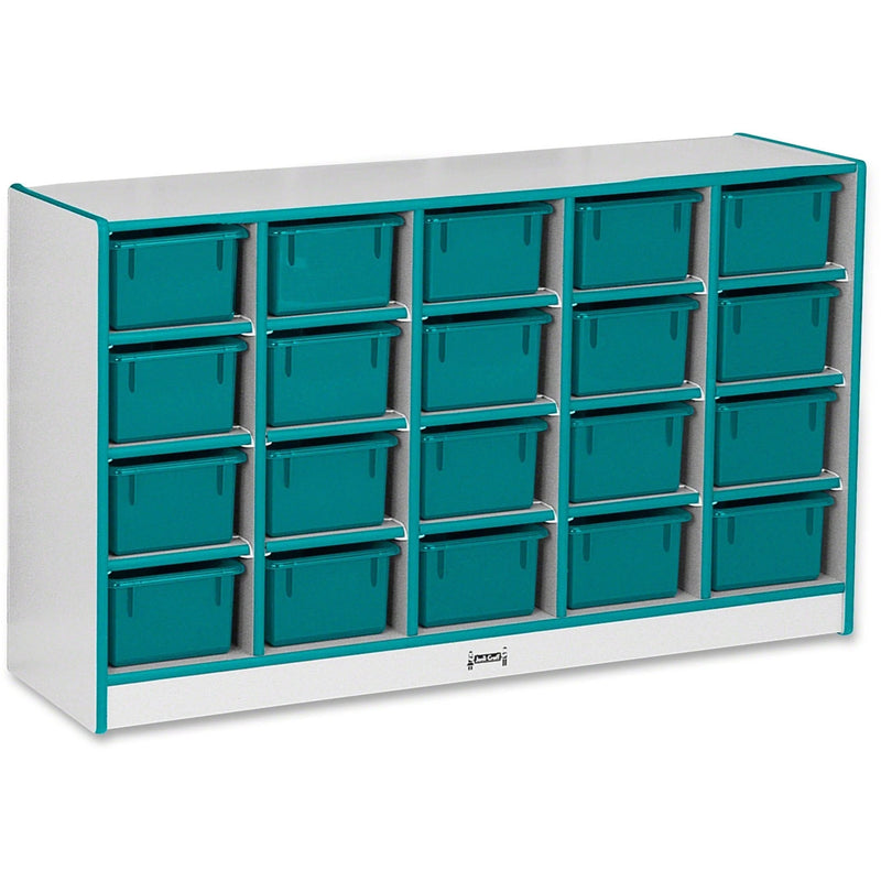 Jonti-Craft Rainbow Accents Cubbie-Trays Storage Unit - Durable Teal Rubber - 48’’ Width - Organize with Style
