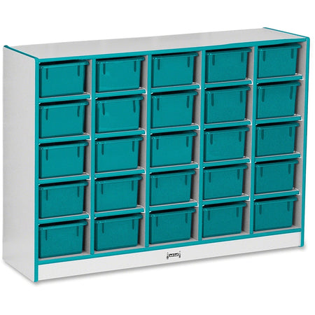 Jonti-Craft Rainbow Accents Cubbie-Trays Storage Unit: Teal Rubber 25 Compartments - Cubbies &