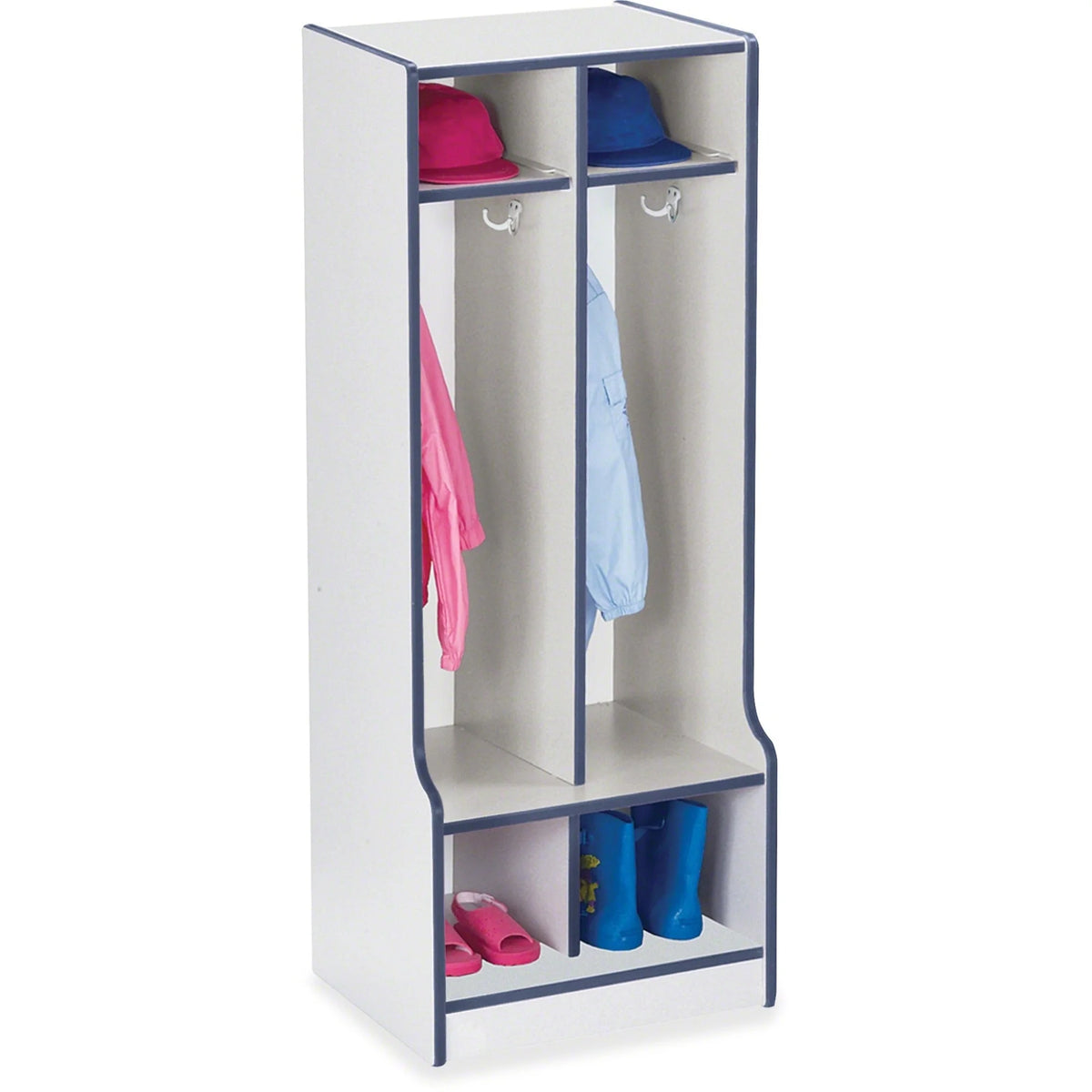 Jonti-Craft Rainbow Accents Double Coat Hooks Step Locker - Durable Navy Design - Cubbies & Storage