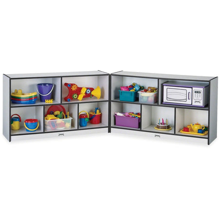 Jonti-Craft Rainbow Accents Fold-n-Lock Shelf: 29.50’’ H x 96’’ W 15’’ D Lockable Foldable - Black Hard Rubber