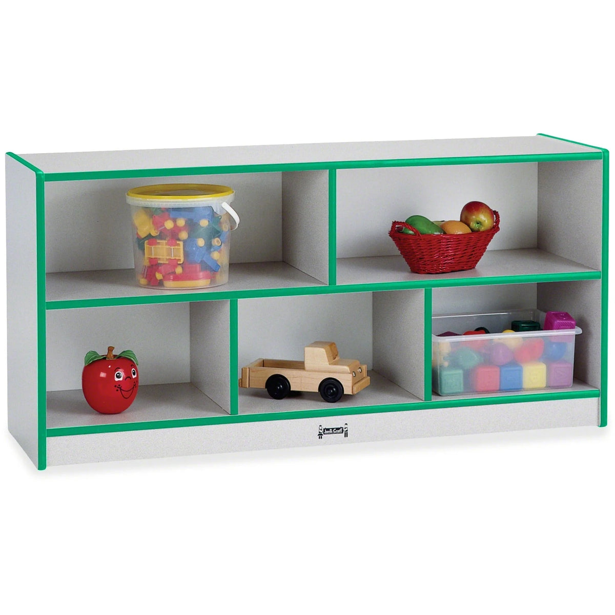 Jonti-Craft Rainbow Accents Low Open Single Storage Shelf - Durable Black Rubber - Cubbies &