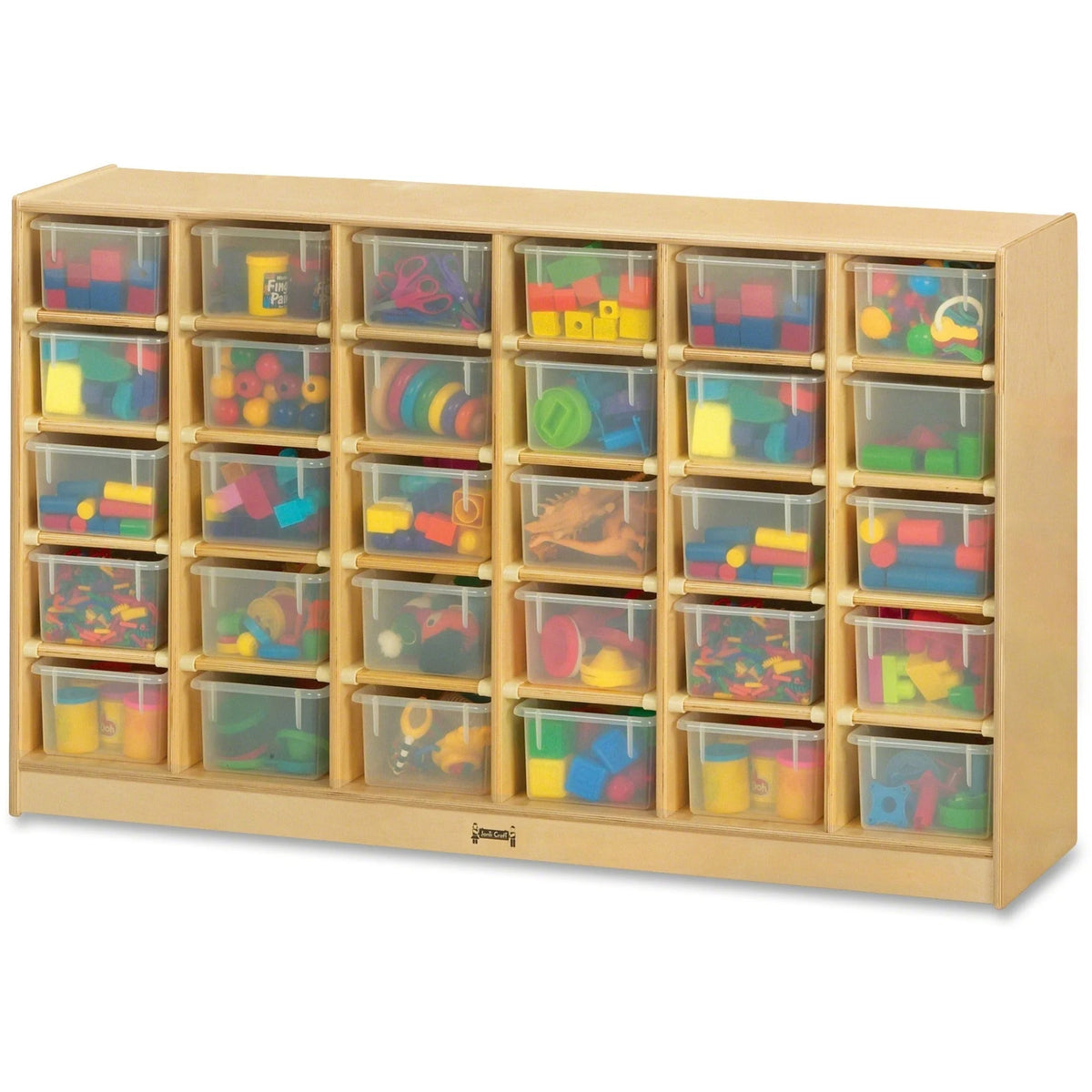 Jonti-Craft Rainbow Accents Mobile Storage Unit - Durable 30-Cubbie Tray Organizer - Cubbies &