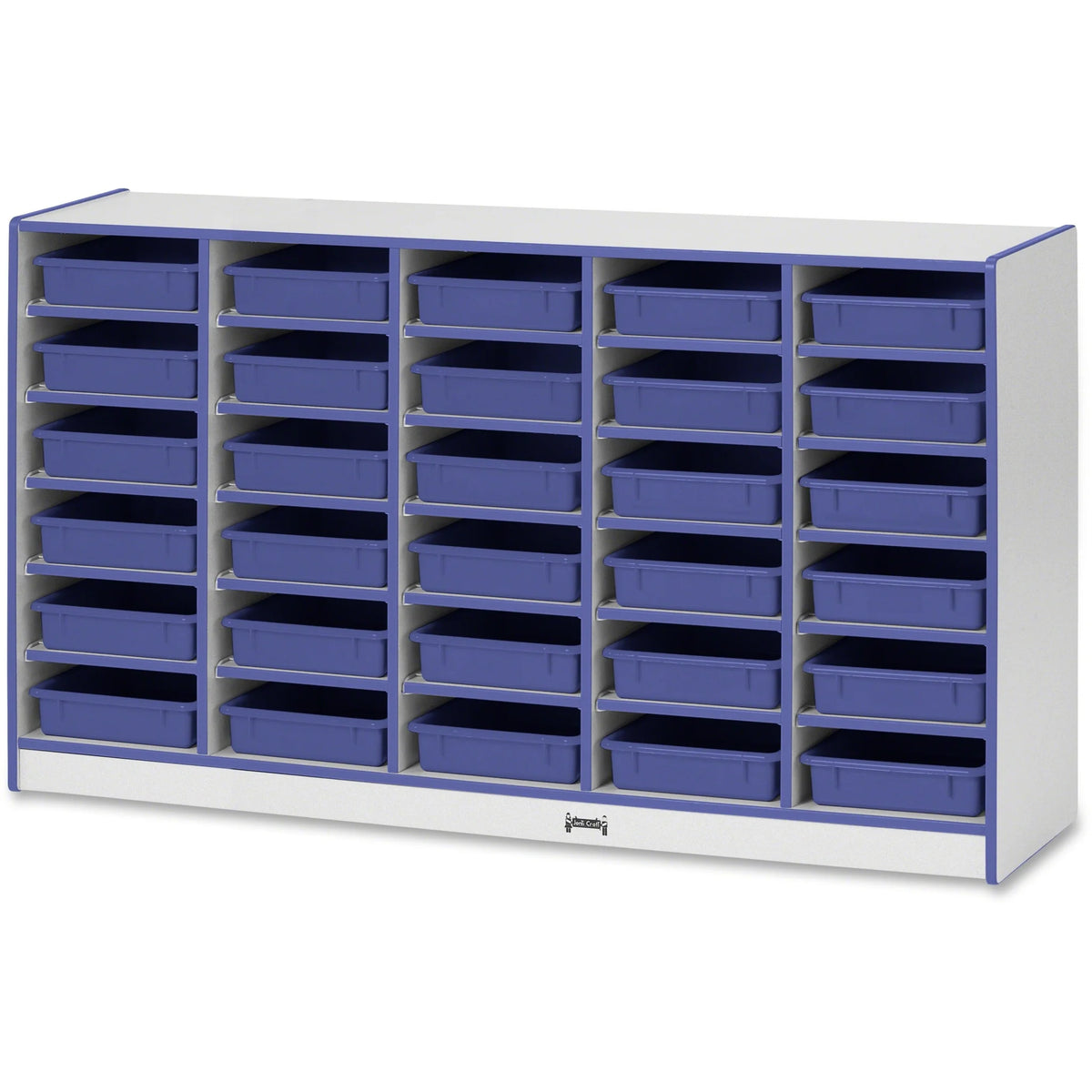 Jonti-Craft Rainbow Accents Paper-Tray Storage: Mobile 30 Compartments Blue - Cubbies & Storage