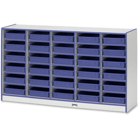 Jonti-Craft Rainbow Accents Paper-Tray Storage: Mobile 30 Compartments Blue - Cubbies & Storage
